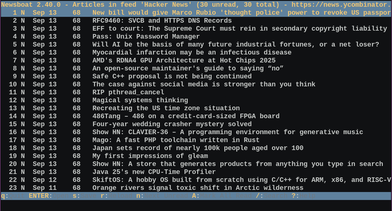 newsboat post selection