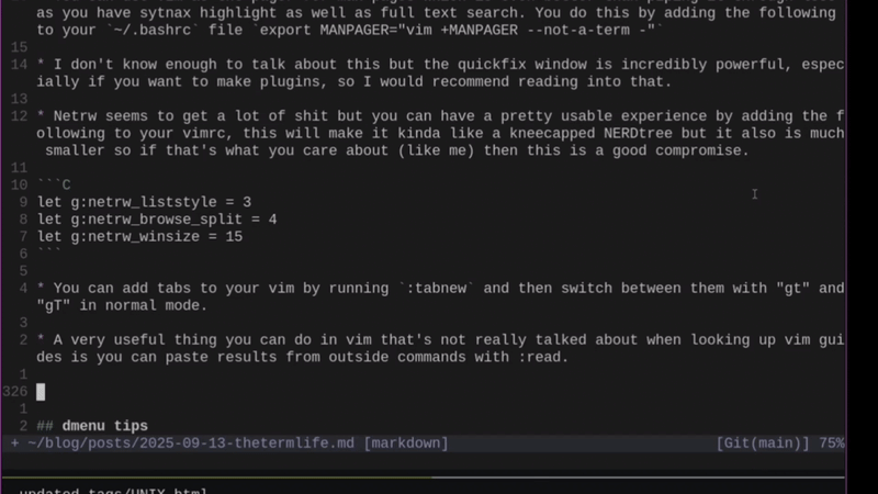 vim reading from outside and pasting into buffer, again the artifacting is from the gif making process